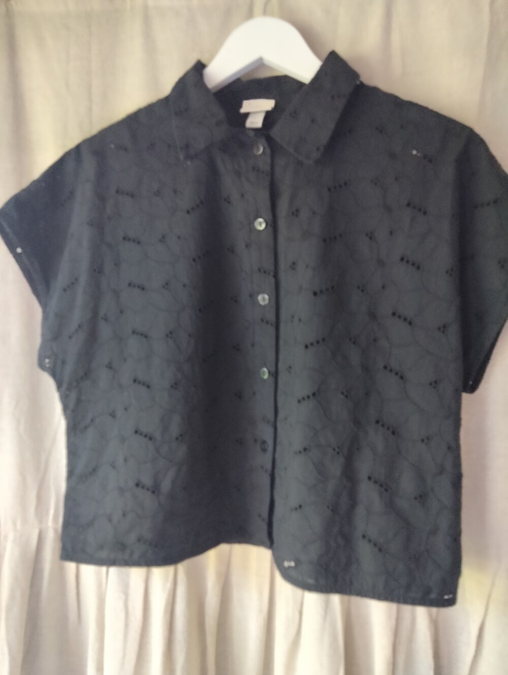 a new day Black Eyelet Button-Down Shirt